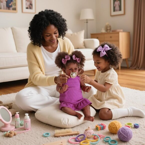 🆕22 Inch Girl Soft Body Caramel Skin  s Pink Skirt Newbron  Reborn Baby Doll - Picture 5 of 7